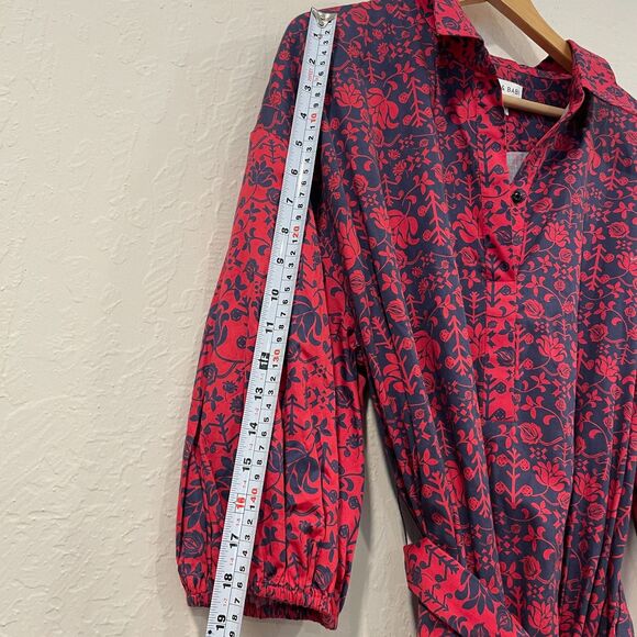 ~ Anthropologie XL Sachin & Babi Nightingale Mini Boho Dress Red Blue Floral - Picture 8 of 16